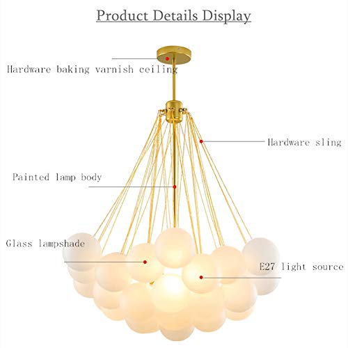 TAXXII home luxury chandelier, Bubble Ball Glass Design Golden Pendant Light Fixture with Hardware lamp Body and Sling,Perfect for Living Room, Bedroom, Study Room and Office