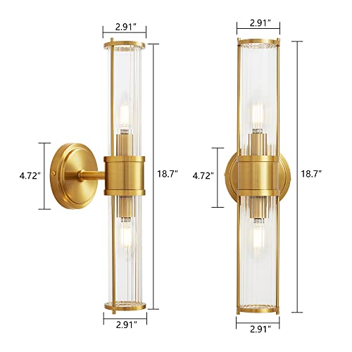 Epinl Wall Sconce Light Fixture - Bathroom Gold Wall Light Sconce Indoor Industrial Wall Sconce Vanity Light Wall Light Up and Down Wall Mount Lamp for Bathroom Bedroom(Without Bulb)