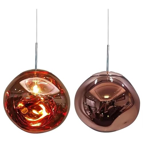 ZEHUILT Lava Pendant Light, Modern Glass Irregular Shape Ceiling Hanging Lamp Fixture Contemporary Mirror Decoration Chandelier for Shop, Bar, Club, Kitchen, Dinning Room Indoor Lighting, Rose