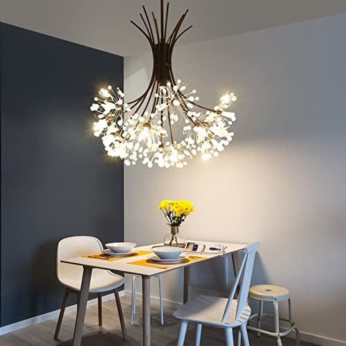 YGWXYYZJ Modern Firework Chandeliers Dandelion Pendant Light, 9/13 Lights G4 Lamps Alloy Fixtures with Bulb and Crystal three-color light source for Kitchen Living Room Restaurant (Gold,19 heads)