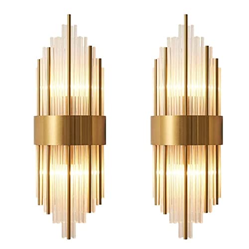 2pack 12W LED Modern Crystal Wall Lamp Metal Art Deco Chrome Sconce Wall Light European Luxury Style Dimmable for Living Room Bathroom Home Indoor Lighting Decoration (Color : Warm White Light)
