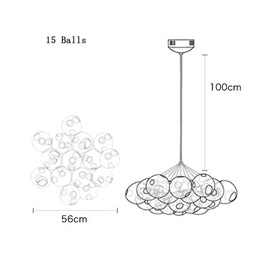15 Balls Modern Bubble Ceiling Lamp Chandelier Modern Minimalist Personality Creative Glass Ball Bedroom Living Room Clothing Store Long Chandelier (Color : Champagne Gold)