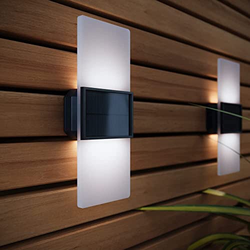 SolarCentre® Gemini White & Warm White Outdoor Solar Powered Wall Lights (Set of 2)