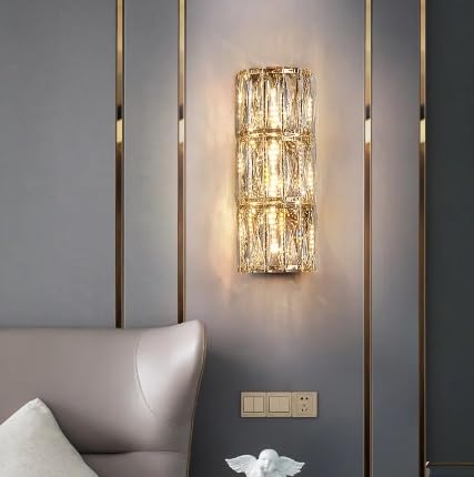 Wall lamp, Led Crystal Wall Lamp for Bedroom Living Room Gold Creative Design Lighting Modern Home Decor Wall Sconce Luxury Cristal Lustre,Indoor Wall Light (Size : W15H36cm)