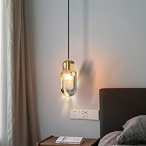 AAOTE Ceiling Pendant Lights, Postmodern Luxury Small Chandelier Minimalist Bedroom Bedside LED Crystal Long Line Hanging Lamp Dining Room Bar Counter Droplight