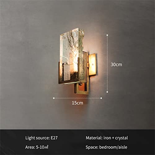 TEmkin Nordic Copper Wall Lamp Crystal Wall Light Indoor Sconce for Living Room Stair Background Aisle Light (Color : Cool White(5500-7000K)) (Warm White (2700 3500k))