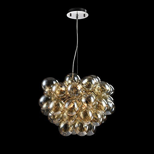 Modern Pendant Ceiling Light, Amber Yellow Glass Bubble Shades, Nickel Metal Finish, 8 Lights, for 8X G9 Bulbs 28W not incl