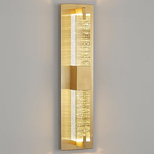 Epinl Gold Sconces Wall Lighting - Modern Wall Sconce Bubble Crystal Dimmable LED Wall Lights for Living Room Bedroom Hallway Indoor Bathroom Light Fixture, 3000K