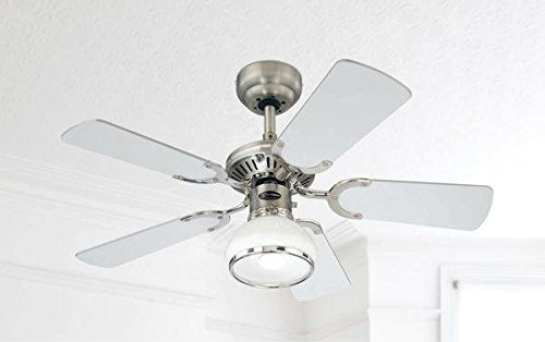 Westinghouse Lighting 72415 Princess Radiance II One-Light 90 cm Five-Blade Indoor Ceiling Fan, Dark Pewter/Chrome Finish with Dome Glass