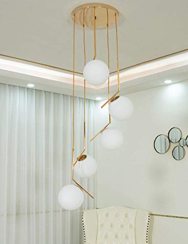 TAXXII Spiral Staircase Hanging lamp Matte Light Shade Ceiling Balls Glass Bubble Lamp Large Pendant Light Fixtures for Living Room Hallway Duplex Hanging Lights 40×200CMt Bulbs