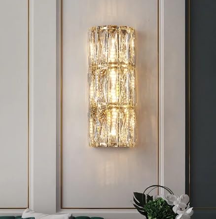 Wall lamp, Led Crystal Wall Lamp for Bedroom Living Room Gold Creative Design Lighting Modern Home Decor Wall Sconce Luxury Cristal Lustre,Indoor Wall Light (Size : W15H36cm)