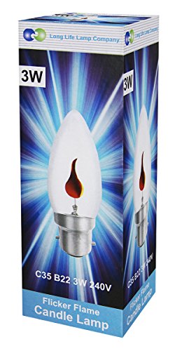 4 x 3w Flicker Flame Candle Light Bulb B22 Bayonet