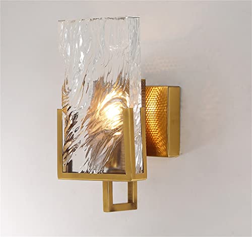 TEmkin Gold Crystal Wall Lamp Led Light For Living Room Background Bathroom Indoor Light Fixtures Home (Color : Clear, Size : Cold light) (Clear Cold light)