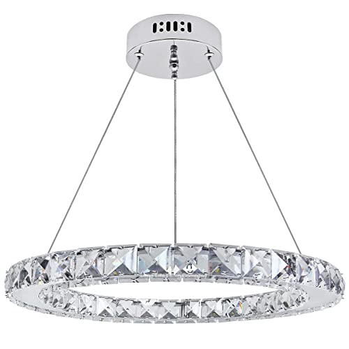 Long Life Lamp Company Modern Round Chandelier LED Ring Pendant Ceiling Light Cool White Dining Room Table Kitchen Island Bedroom Living Room M0170