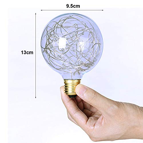 AIFUSI G95 LED Globe Fairy Light Bulb for Ambient Night Lighting, E27 Standard Base Edison with Starry Decorative String Lights for Bathroom, Bedroom, Living Room [Warm White]