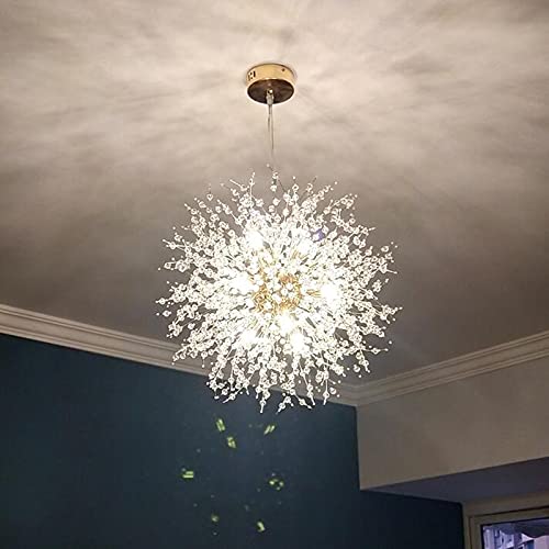 Swinkz 45/50/55/60cm Wide Crystal Pendant Light Anti-Glare LED Dandelion Chandelier Modern Style Ceiling Hanging Light in Chrome for Dining Room Reception Cafe Clothes Stores(Size:45cm)
