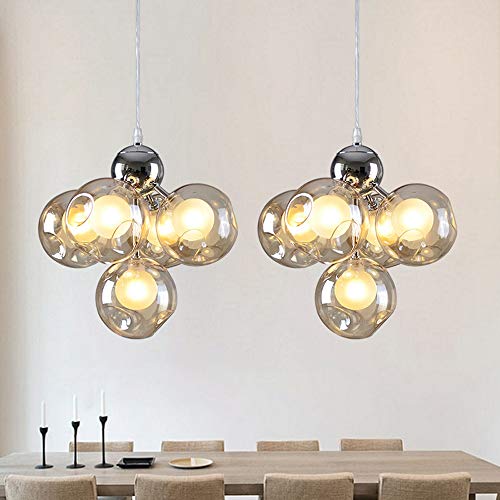 TAXXII 5 Lights Duplex Staircase Chandelier Bubble Balls Restaurant Long Chandelier Creative Pendant Light Modern Minimalist LED Chandelier for Living Room Nordic Art Personality Ceiling