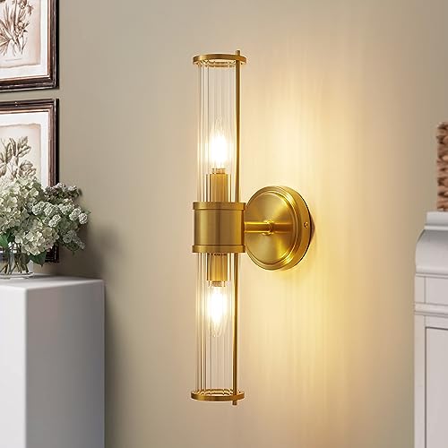 Epinl Wall Sconce Light Fixture - Bathroom Gold Wall Light Sconce Indoor Industrial Wall Sconce Vanity Light Wall Light Up and Down Wall Mount Lamp for Bathroom Bedroom(Without Bulb)