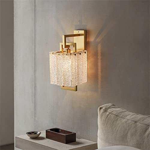 TEmkin Copper Wall Lamp Crystal Creative Led Lantern Sconce Light Golden Background Light for Living Dining Room