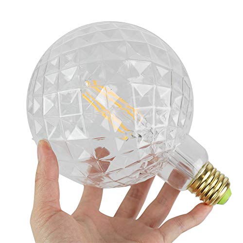 Tianfan LED Bulbs Vintage 4W Warm White 2700Kelvin Big Globe Crystal Led Bulb 220/240V Edison Screw E27 Base Specialty Decorative Light Bulb G125 (Crystal)