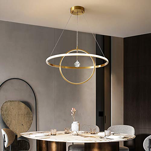 AOLEYE Modern Minimalist Light Luxury Crystal Lamp, Home Warm Bedroom Minimalist Copper Lamps, LED Light Source, Diameter 60cm