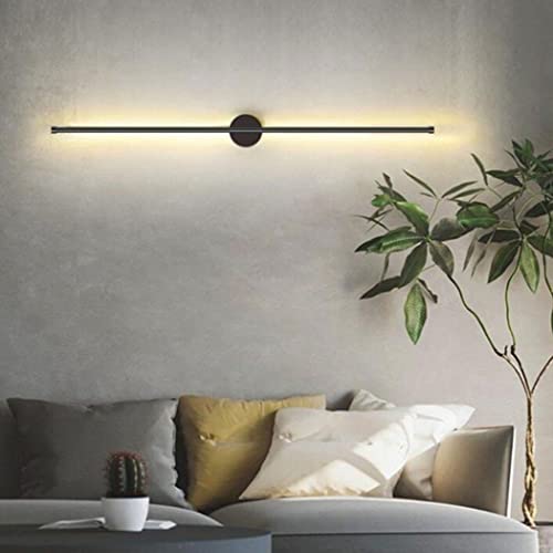 DSFFD LED Long Strip Wall Lights, Modern Simple Aluminum Mounted Indoor Bedside Decoration Light, Background Linear Sconce Lamp, for Bedroom Living Room Corridor Stairs,Black a,60CM