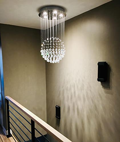 A1A9 Modern Crystal Chandelier Lighting, Clear K9 Crystal Raindrop Ceiling Light, Luxurious Ball Flush Mount Lights for Dining Room Living Room Hallway Foyer Entryway, Size: D45cm H80cm