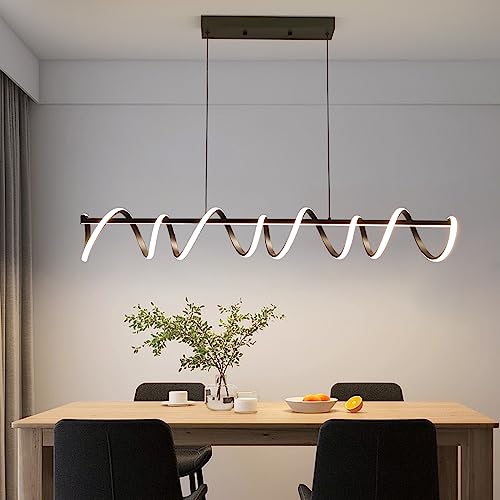 Mikeru 120CM Spiral Pendant Lighting, Creative LED Dining Pendant Light Dimmable Brightness 3000/4500/6000K for Kitchen Island, Restaurant, Living Room