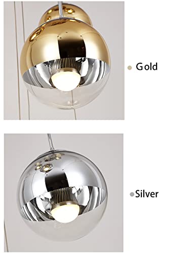 AAOTE Modern Simple Spiral Staircase Chandelier Ceiling Balls Glass Bubble Lamp Large Pendant Light Fixtures for Living Room Hallway Duplex Hanging Lights,Gold,40×200cm,8 Ball