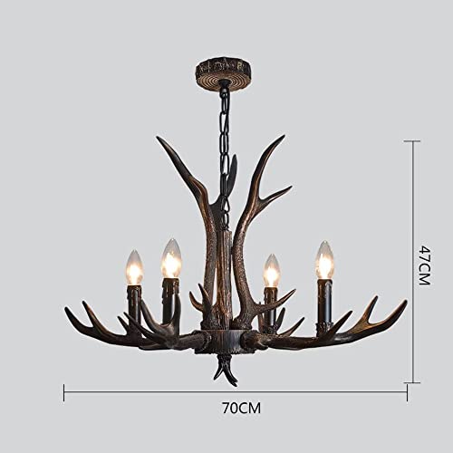 NaHaia Black Antler Chandelier, Vintage Resin Antler Lamp, E14 Lamp Base for Commercial and Home Lighting in Cafe, Bar, Dining Room, Living Room (4 Lights)