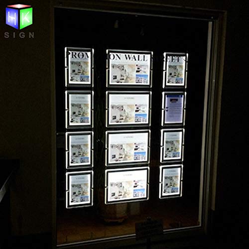 Real Estate Window Hanging Display Office Led Acrylic Poster Frame Light Box Sign Holder