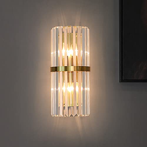 ZTTECH Gold Base Crystal Wall Lamp Sconces,Modern Crystal Wall Lamp Gold Crystal Wall Light 450MM
