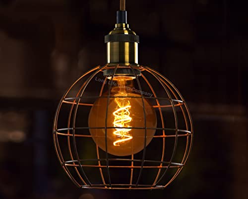 Long Life Lamp Company Retro Vintage Globe LED Warm White 4w Edison Style Spiral Filament Bulb Smoked Gold Glass G95 Teardrop E27, EG95TD4W