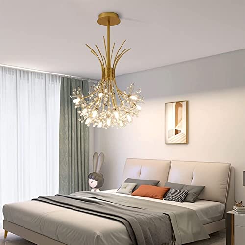 TEmkin LED Chandeliers, Modern Dandelion Hanging Lamp Light Luxury Crystal Bouquet Hanging Light for Dining Room Bedroom Living Room Adjustable Dandelion Chandeliers