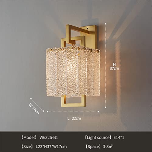 TEmkin Copper Wall Lamp Crystal Creative Led Lantern Sconce Light Golden Background Light for Living Dining Room
