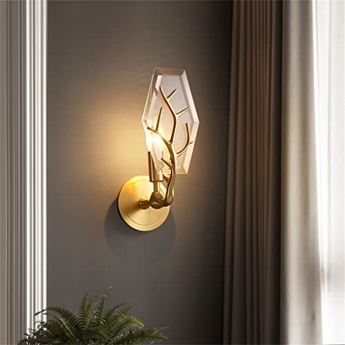 TEmkin Crystal Wall Lamp Copper Wall Light for Dining Living Room Bedroom Stair Aisle Decor Indoor Led Lights (Color : Warm White) (Warm White)