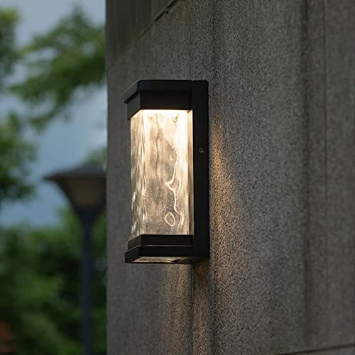 AAOTE LED Wall Sconces,Modern Exterior Wall Lights with Crystal Bubble,Outdoor Indoor Wall Mount Wall Lamp Fixtures in Matte Black Finish,Rectangular Porch Lantern, 3000k