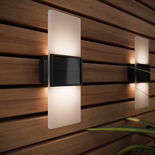 SolarCentre® Gemini White & Warm White Outdoor Solar Powered Wall Lights (Set of 2)