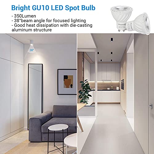 DEWENWILS GU10 LED Bulbs Dimmable, 5W(50W Halogen Equivalent), Nature White 4000K, LED Spot Lights for Ceiling, 350LM Energy Saving Light Bulbs for Lamp, 38¬∞ Beam Angle, CRI 80+, 10 Pack