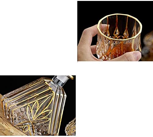 TEMKIN Decanter Whiskey Decanter Wine Decanter Whiskey Decanter Gift Set7- Piece 1 Carafe+ 6 Glasses Premium 100% Crystal Glass for Liquor Bourbon Whisky and red Wine Decanter Decanter