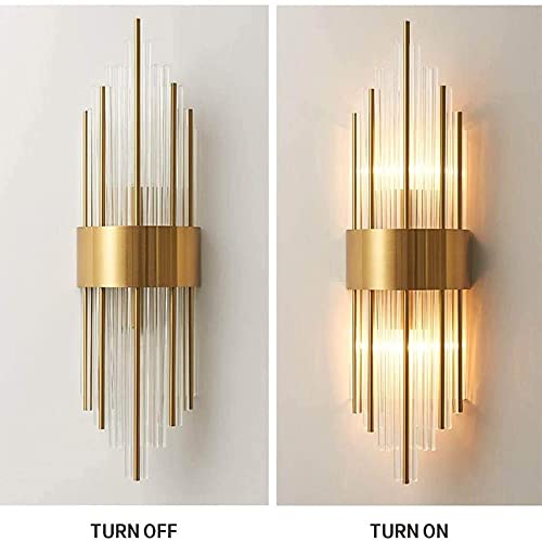 XIAOJIALIN 2pack 12W LED Modern Crystal Wall Lamp Metal Art Deco Chrome Sconce Wall Light European Luxury Style Dimmable for Living Room Bathroom Home Indoor Decoration (Color : Neutral Light)