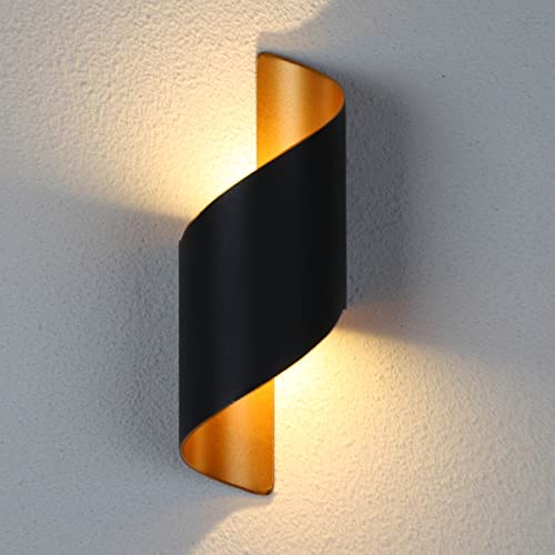 Chrasy LED Wall Lights 10W Indoor Outdoor Wall Lamp 3000K Warm White Aluminium LED Sconce IP65 Waterproof Up and Down Wall Wash Lights for Living Room, Bedroom, Hallway, Porch, Garden, Patio (Black)