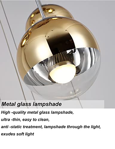 AAOTE Modern Simple Spiral Staircase Chandelier Crystal Light Shade Ceiling Balls Glass Bubble Lamp Large Pendant Light Fixtures for Living Room Hallway Duplex Hanging Lights,10 Ball(Color:Gold)