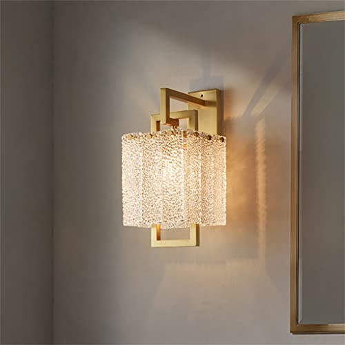 TEmkin Copper Wall Lamp Crystal Creative Led Lantern Sconce Light Golden Background Light for Living Dining Room