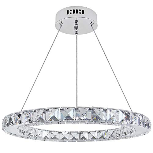 Long Life Lamp Company Modern Round Chandelier LED Ring Pendant Ceiling Light Warm White Dining Room Table Kitchen Island Bedroom Living Room H3041