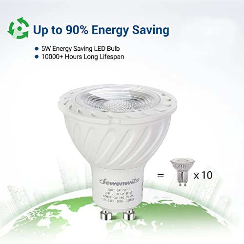 DEWENWILS GU10 LED Bulbs Dimmable, 5W(50W Halogen Equivalent), Nature White 4000K, LED Spot Lights for Ceiling, 350LM Energy Saving Light Bulbs for Lamp, 38¬∞ Beam Angle, CRI 80+, 10 Pack