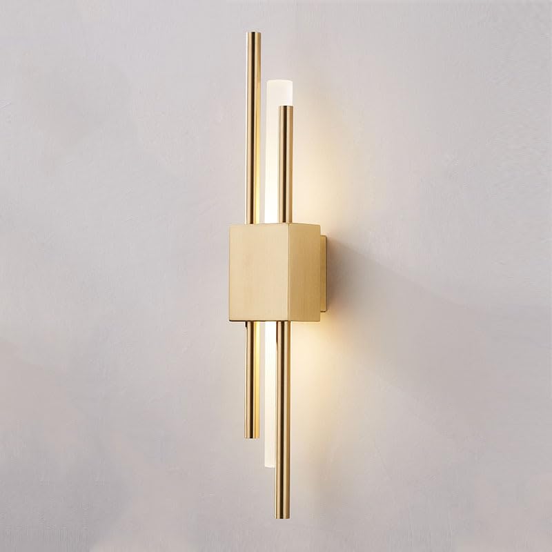 BAUFAS Postmodern Luxury LED Indoor Wall Lights Bedside Lights Modern Wall Lamp Home Living Room Bedroom Decoration Wall Sconces (Color : Warm White 3000K, Size : Gold 1 Pair)