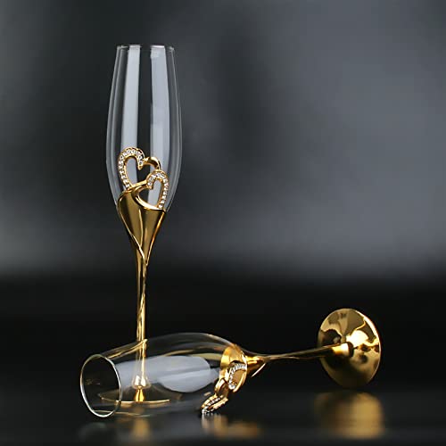 TEMKIN Goblet Glasses Crystal Champagne Glasses, Wedding goblets, red Wine Glasses, Household Sparkling Sweet Wine Glasses, Golden Glasses Glasses