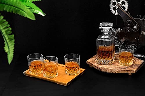 TEMKIN liquor-decanters Whisky Decanter Set, Premium 750 ml Crystal Scotch Decanter with 4 × 300 ml Glasses, Rock Barware for Party and Home Bar decanter