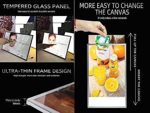 A1 LED Light Box - Ultra-Slim Wall-Mounted Advertising Display Frame - Backlit Menu Board for Restaurants, Bars, Shops, Takeaway - Illuminated Poster Holder (A1 Size, Black)